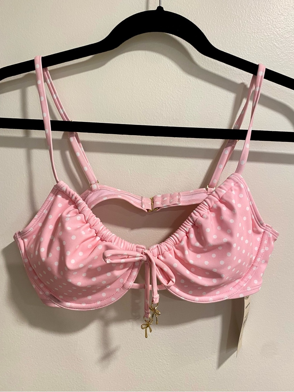 NWT Pink Polka Dot Underwire Bikini Top - Size Medium